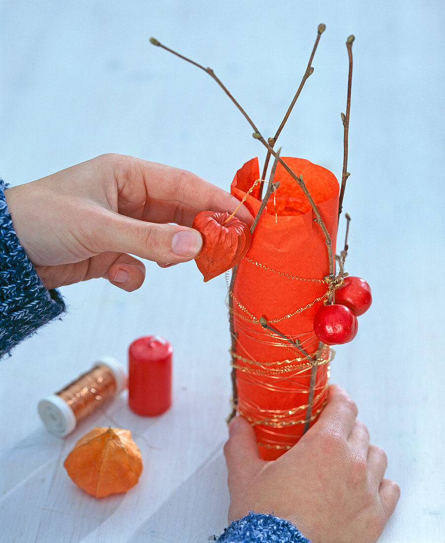 Lanterns with orange tissue paper