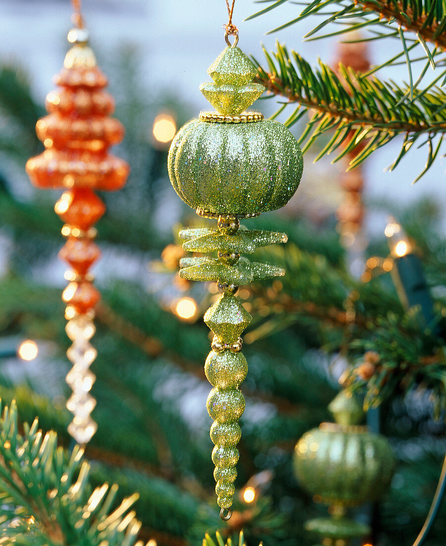 Hellgrüner Weihnachtsbaumschmuck mit Glitter