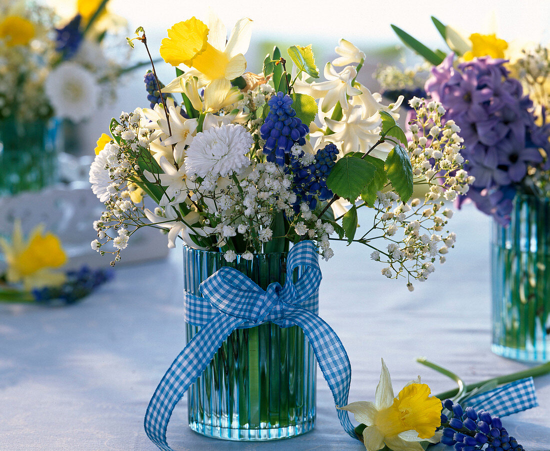 Bouquet of Bellis (Centaury), Muscari (Grape Hyacinth)