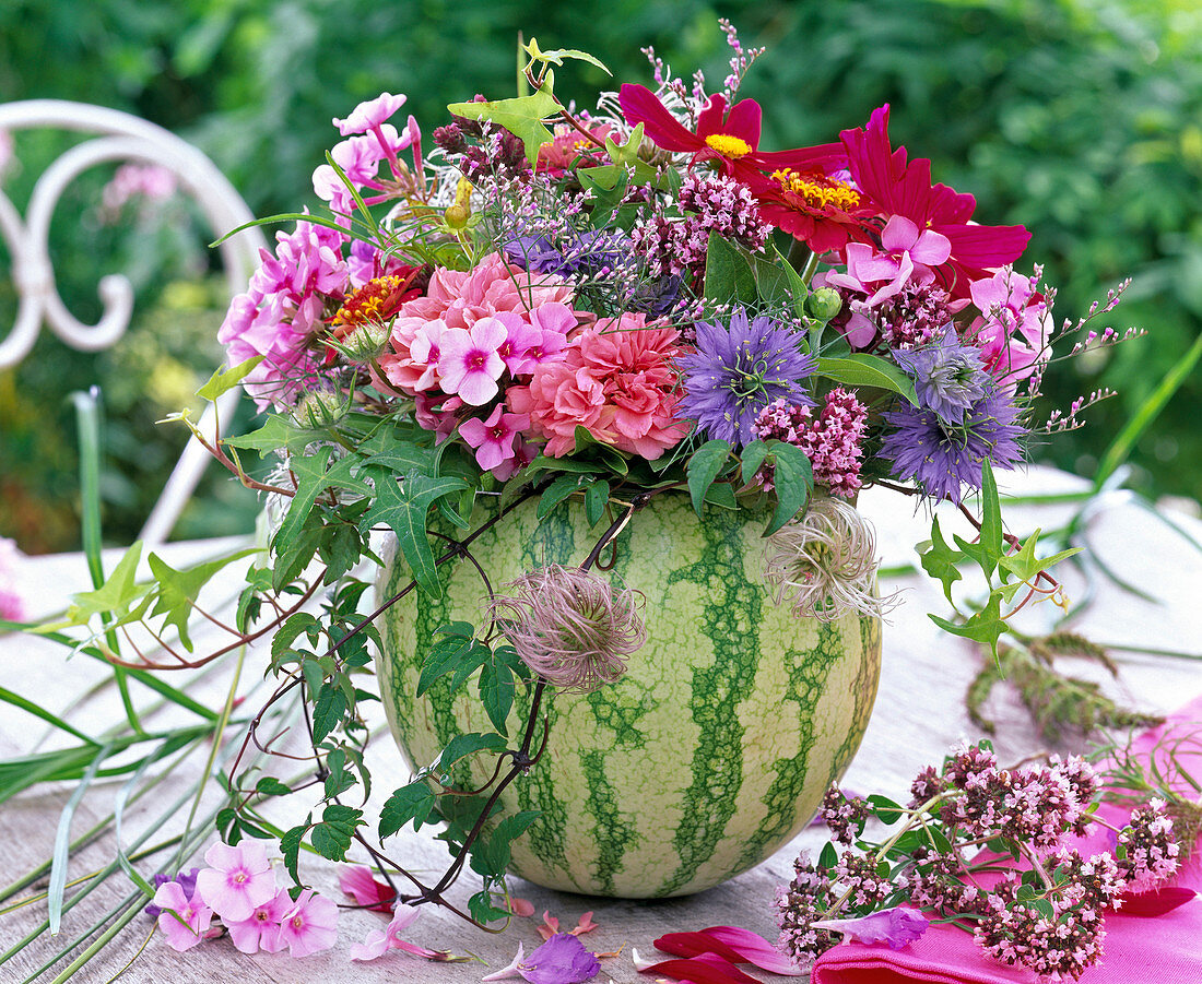 Colorful bouquet in watermelon