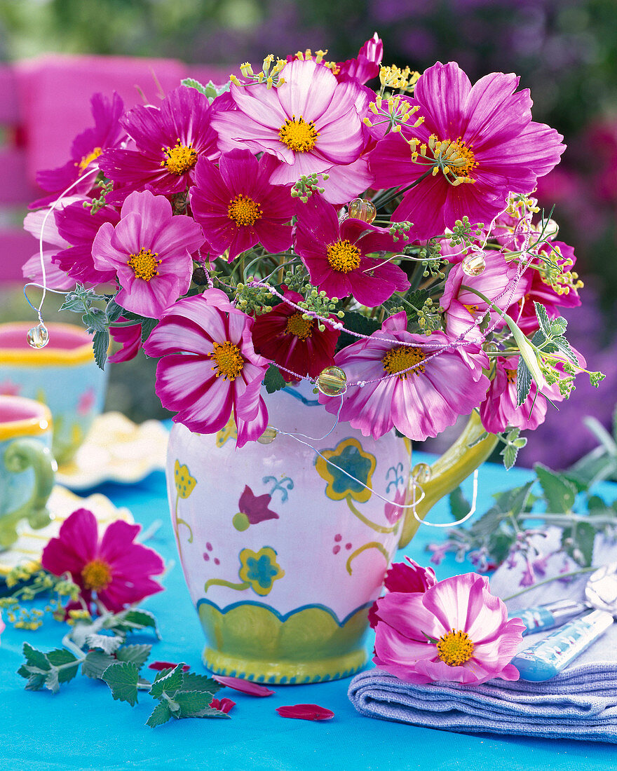 Bouquet from Cosmos, Foeniculum, Mentha