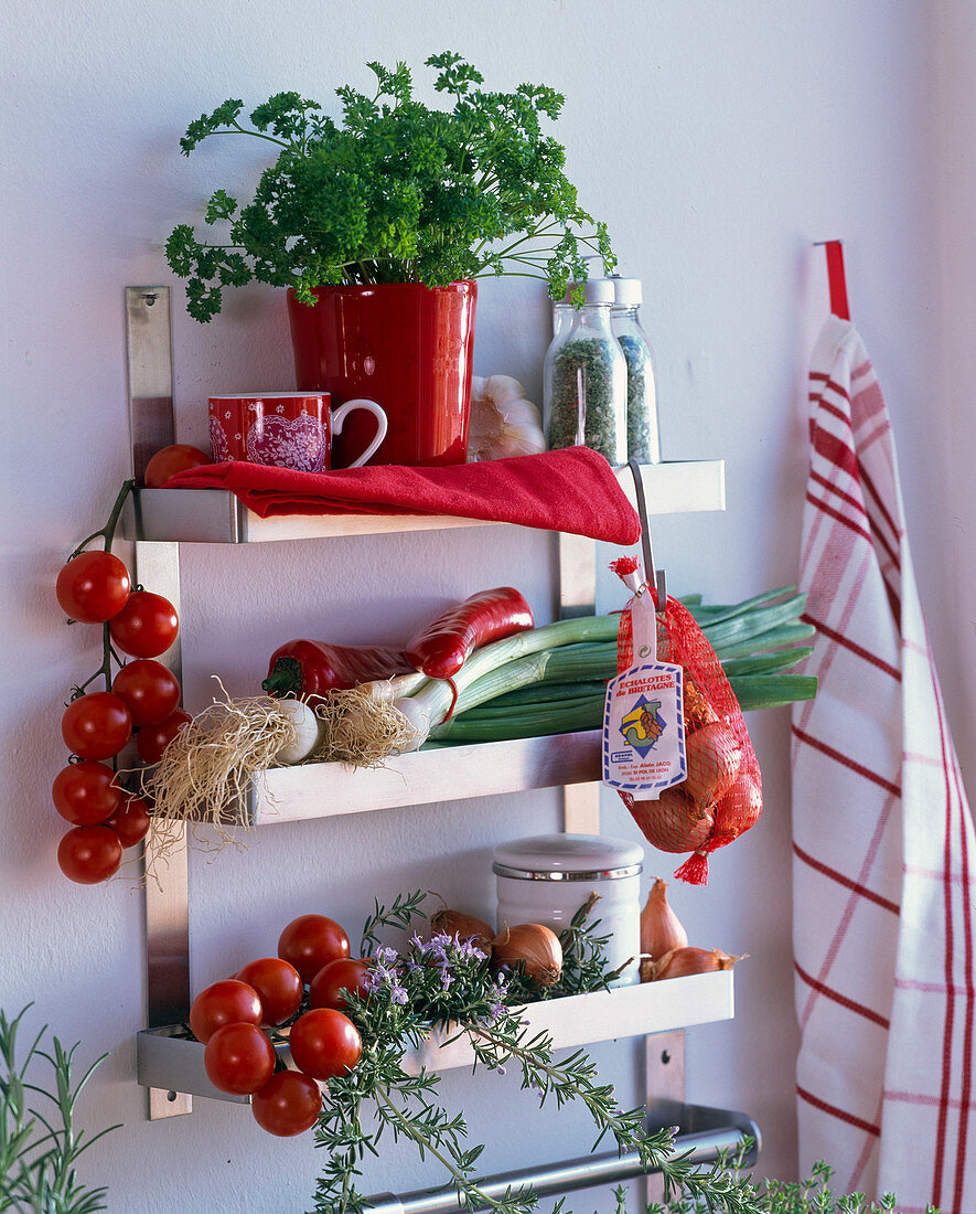 Kitchen shelf with Petroselinum (parsley)