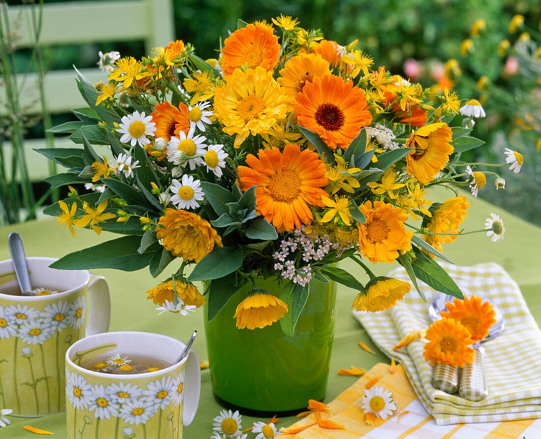 Bouquet of Calendula, Achillea, Hypericum