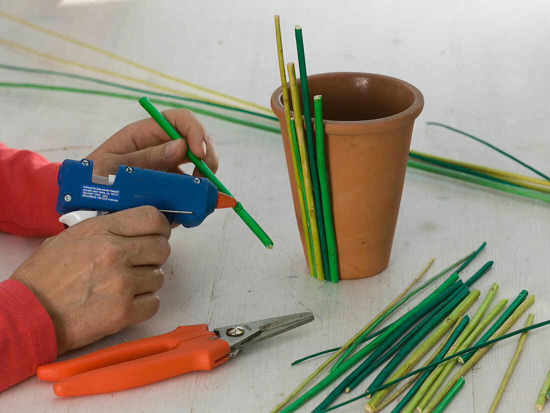 Planter with green bars