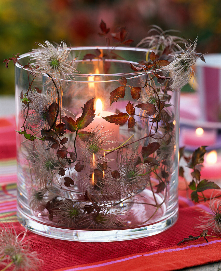 Lantern with clematis