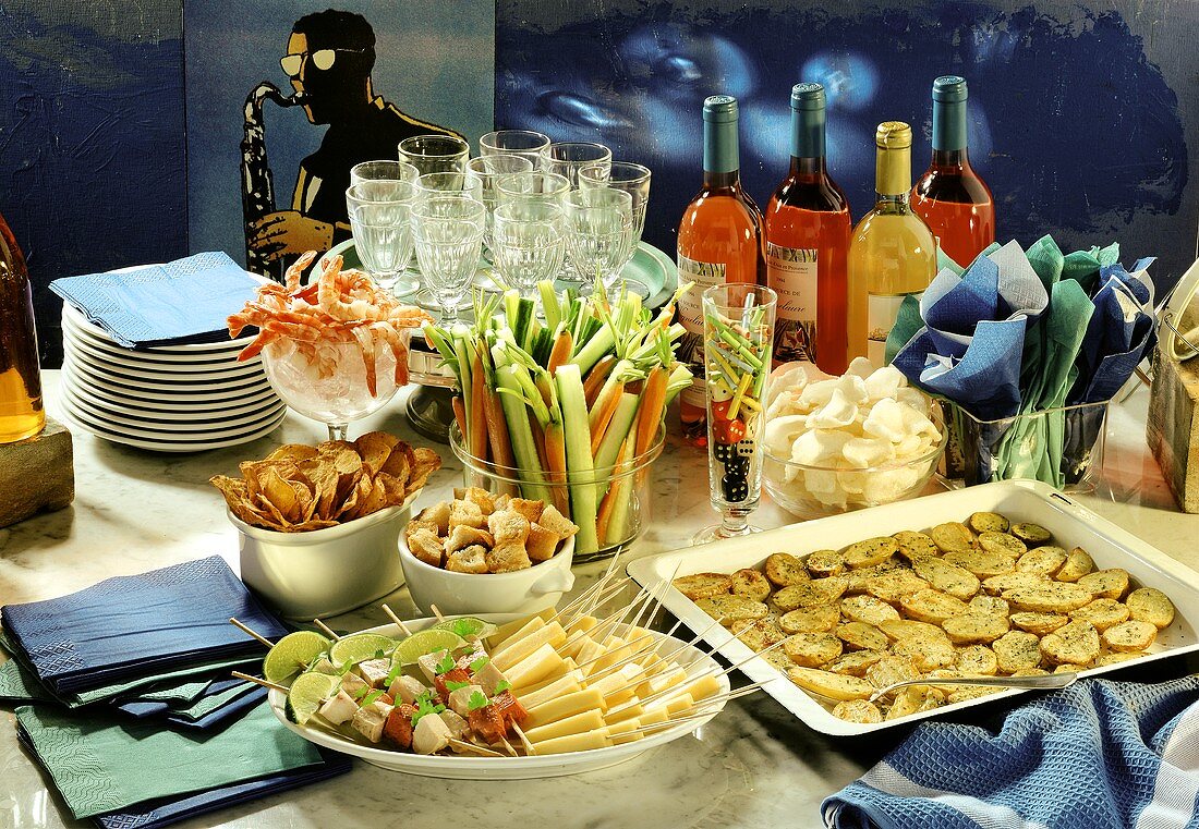 Party Buffet with Appetizers and Cocktails