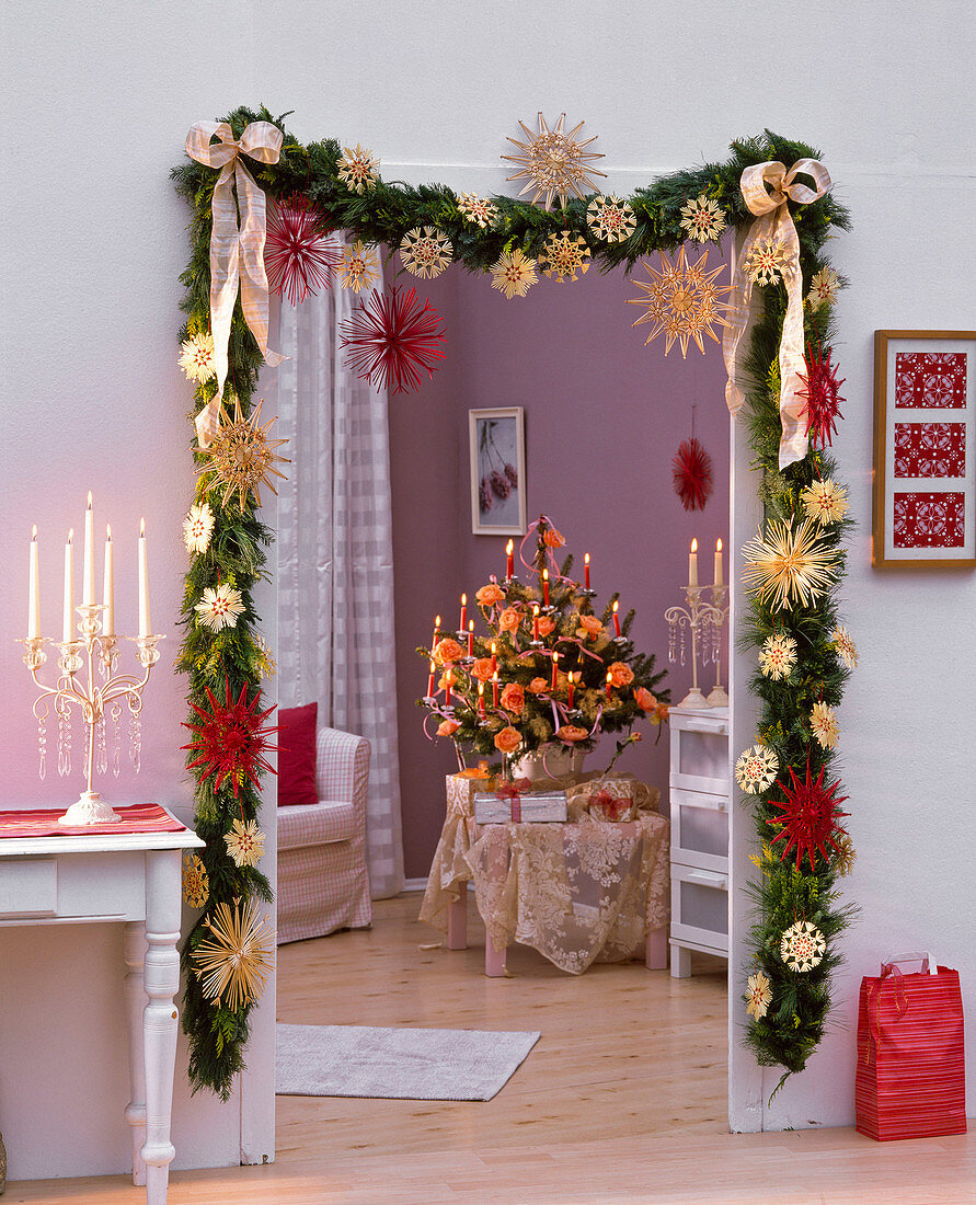 Garland of Abies (fir), Chamaecyparis (false cypress),