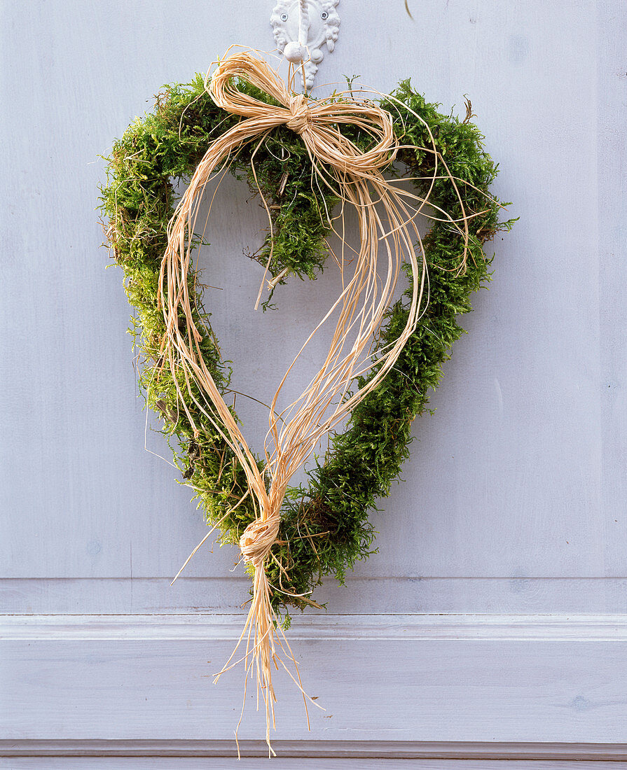 Moss heart on door