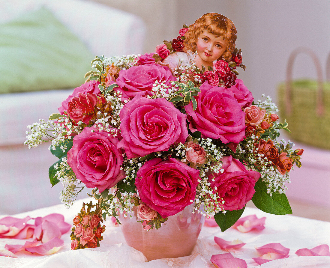 Bouquet of Pink (Roses), Gypsophila (Gypsophila), Pittosporum (Clover Seed)