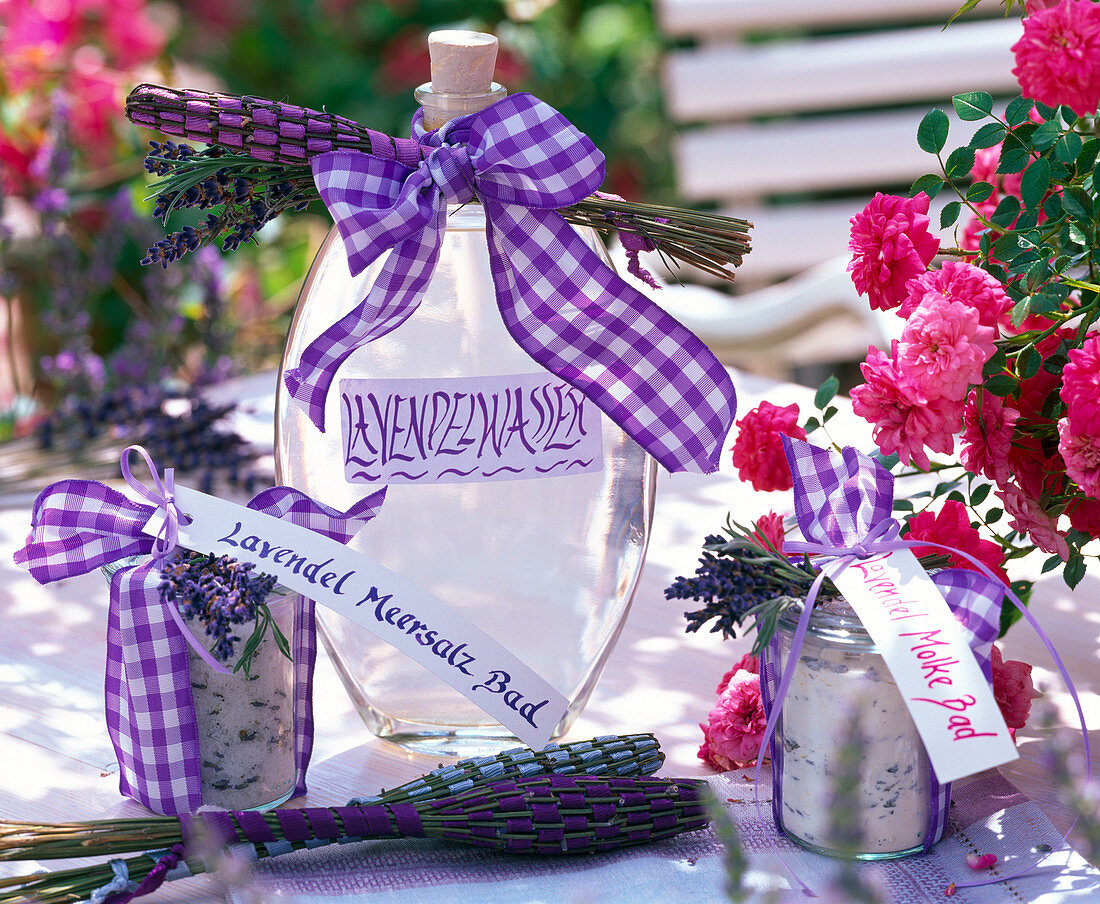 Lavendelwasser, Lavendel - Meersalz - Bad, Lavendel - Molke - Bad in Flaschen