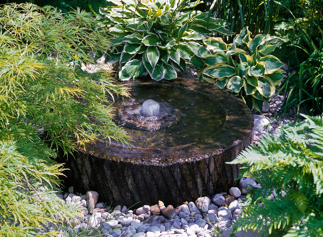 Old mill wheel as source stone in gravel bed