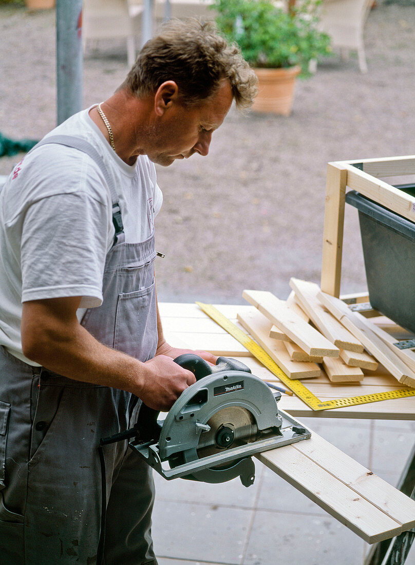 Bucket with homemade wooden paneling