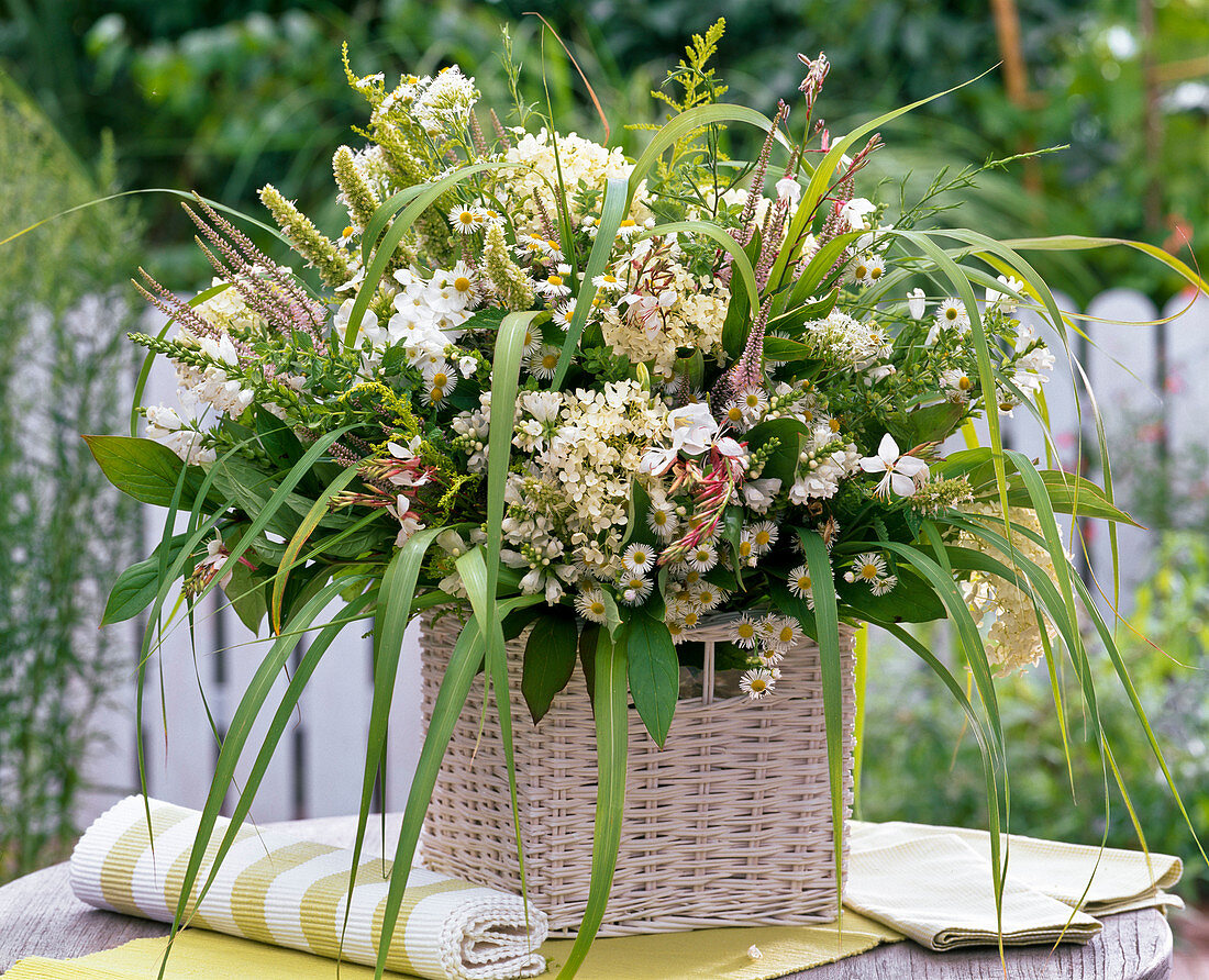 Lush bouquet in basket