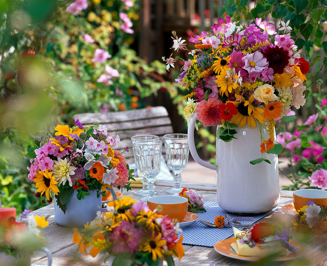 Bouquets of Heliopsis, Helianthus, Cosmos