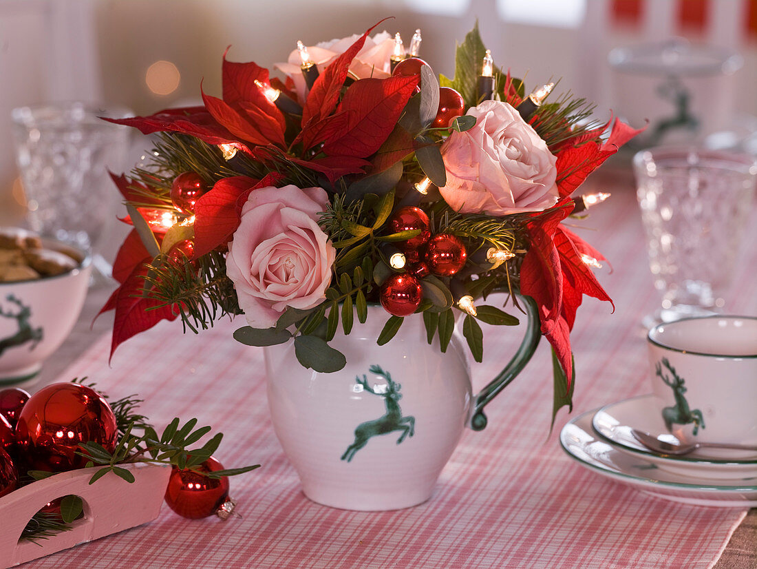 Christmas bouquet with fairy lights