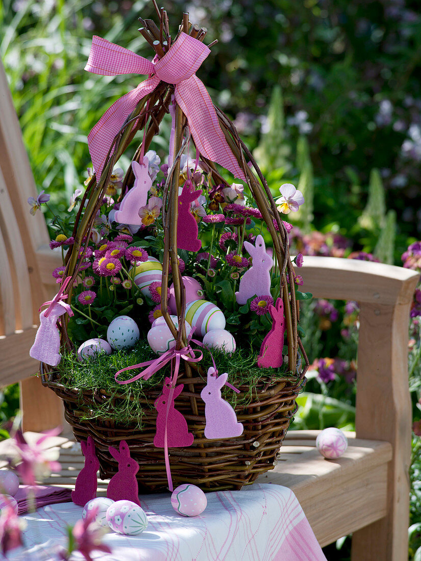 Egg-shaped wicker basket homemade