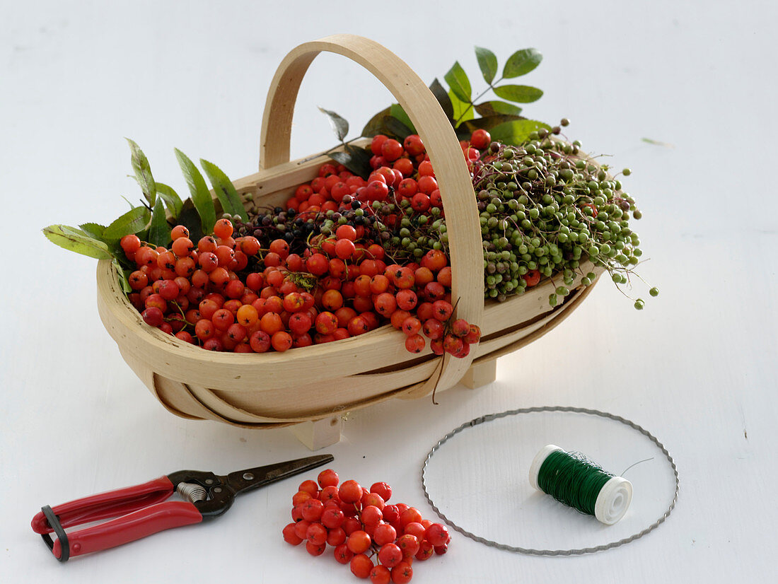 Wreath of rowanberries and elderberry