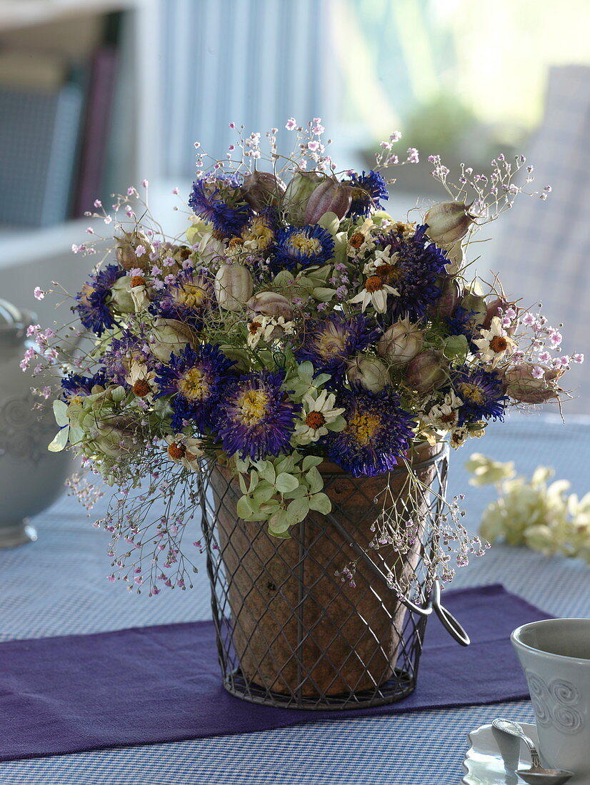 Blue and white late summer bouquet