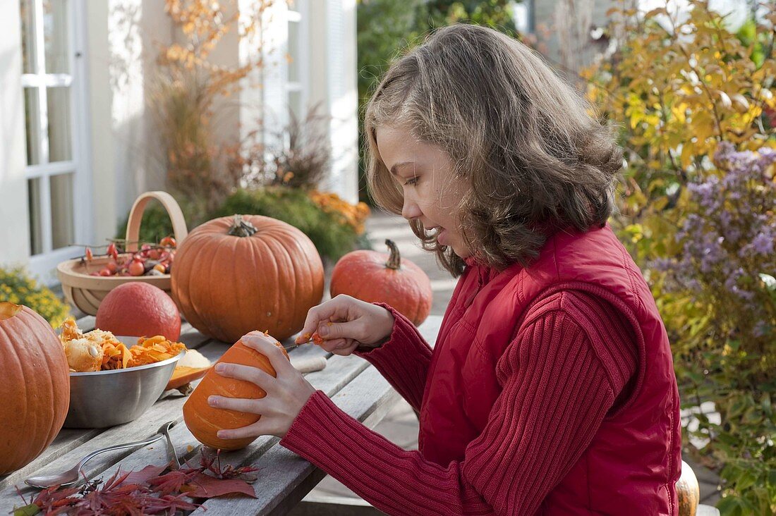 Halloween pumpkins with children