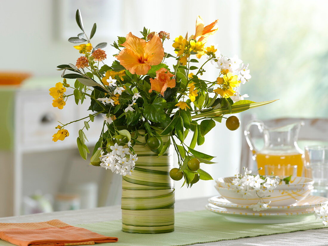 Autumn bouquet of container plant pruning