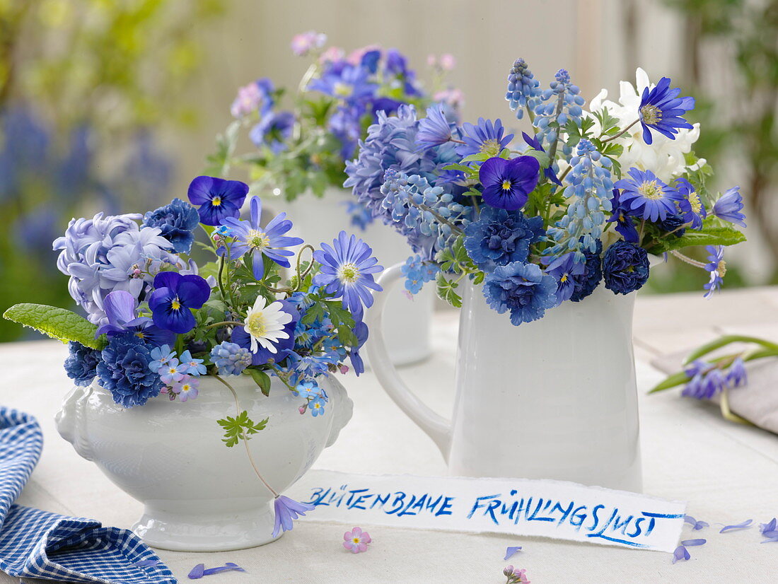 Blue spring bouquets