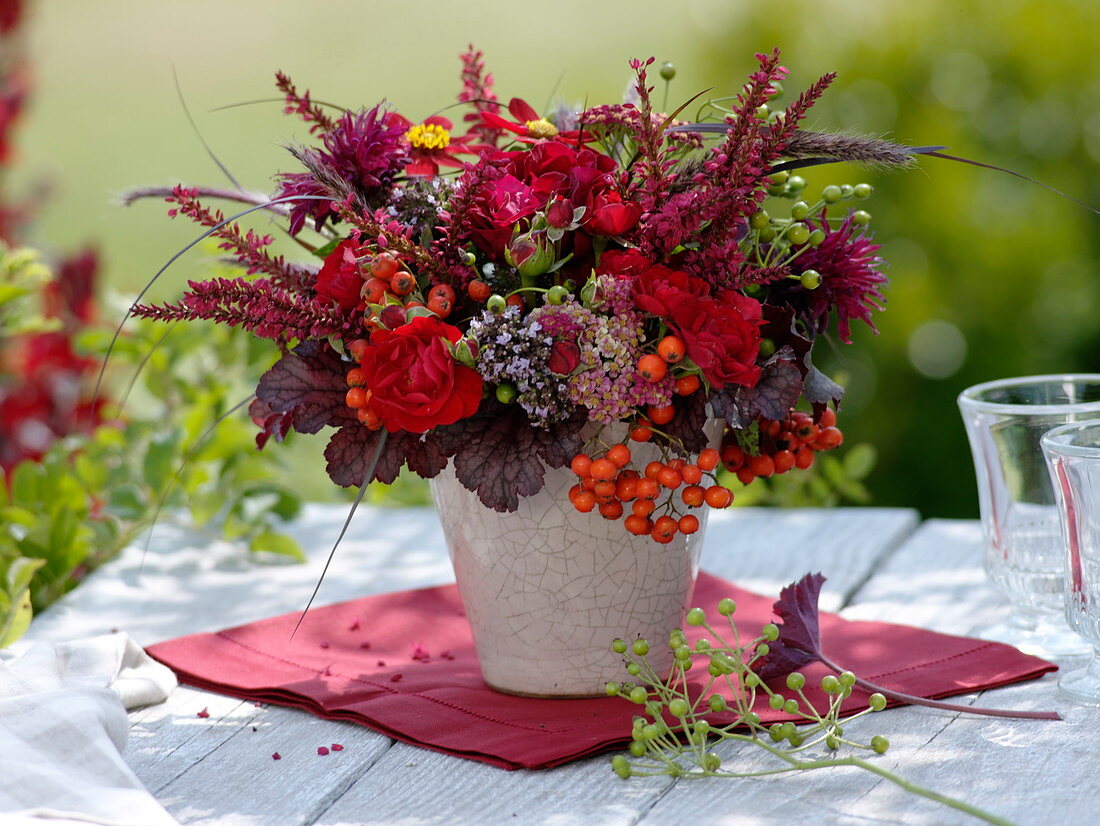 Red late summer bouquet