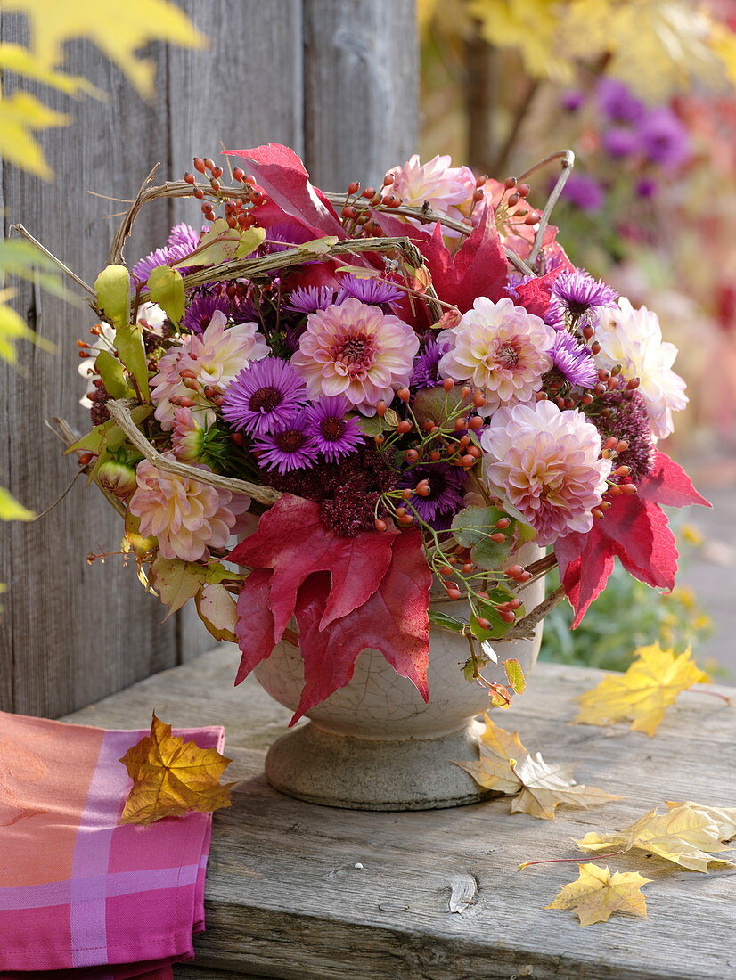 Mixed Autumn Bouquet, Dahlia, Aster, Sedum