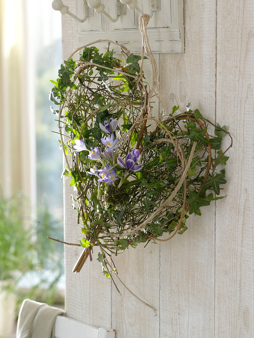 Heart of Salix (willow) with branches of Vaccinium