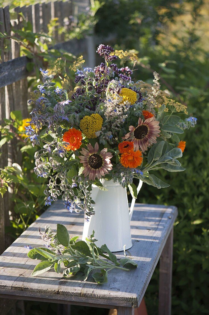 Bouquet with Borage, Calendula, Helianthus, Marigolds