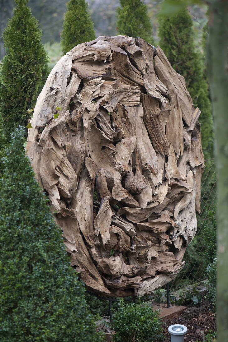 Landart-Objekt aus Treibholzstücken