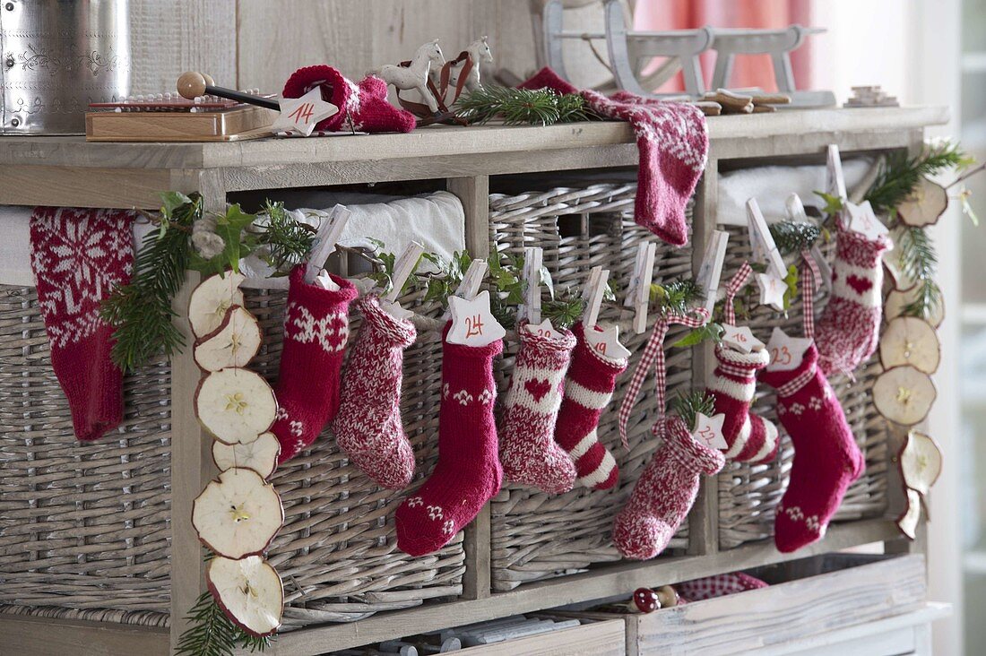 Self-made socks as an advent calendar