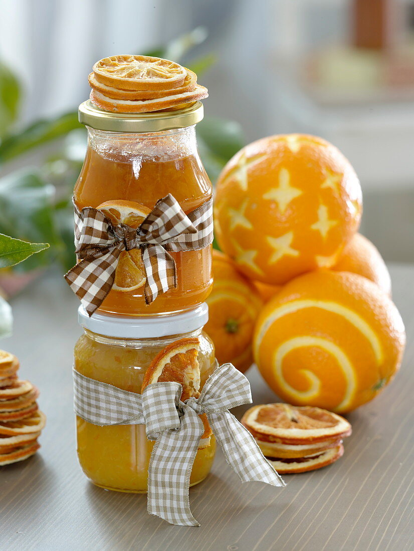 Homemade orange marmalade as a gift