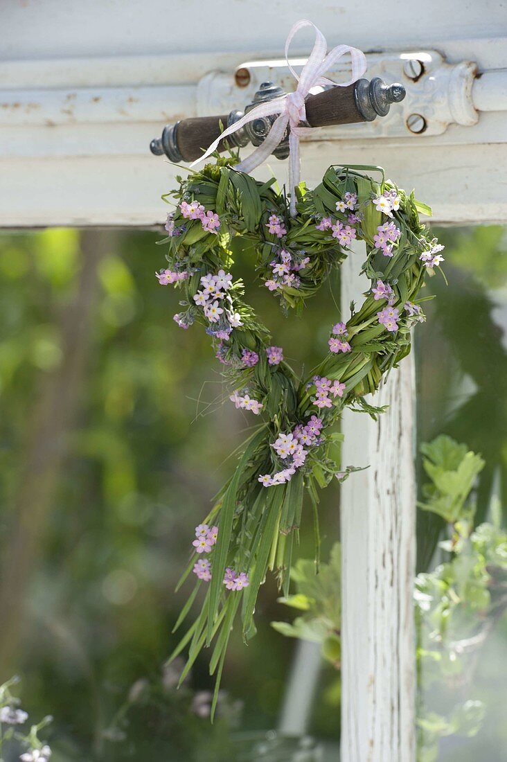 Spring Heart of Grasses and Myosotis (Forget-me-not)