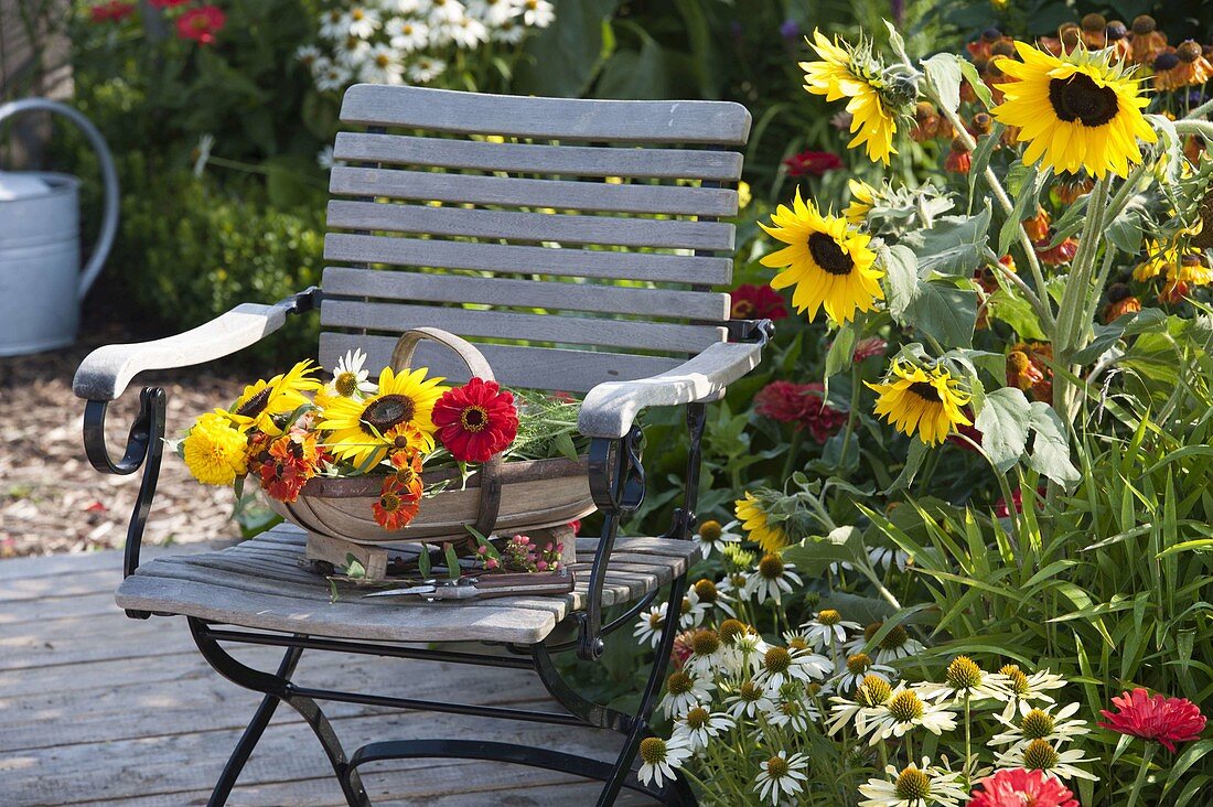 Spacer basket with freshly picked flowers