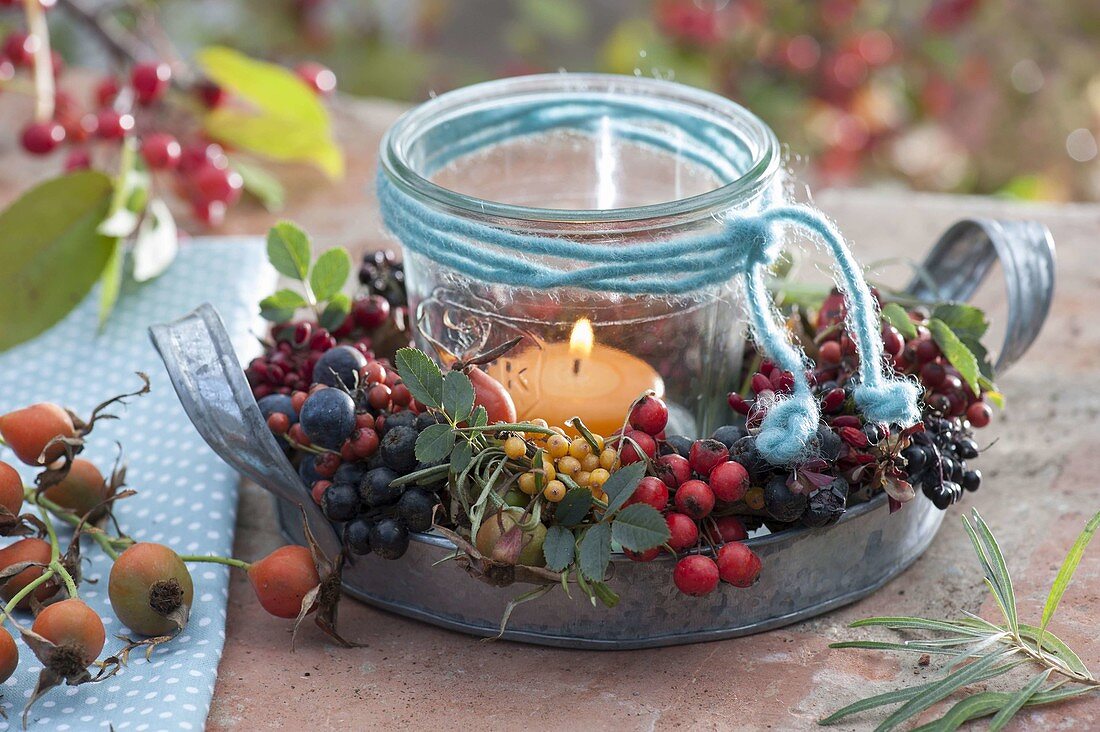 Wild fruits wreath as a candle wreath