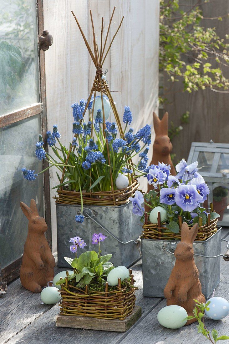 Small spring arrangement with homemade willow wickerwork