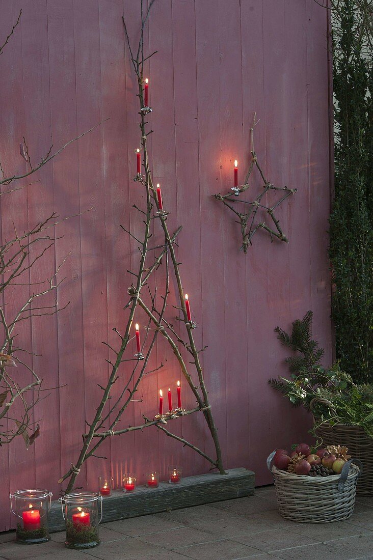 Stylized Christmas tree made of apple branches