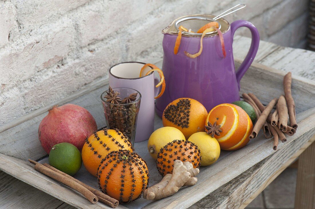 Fragrant ingredients for a warming winter tea or punch