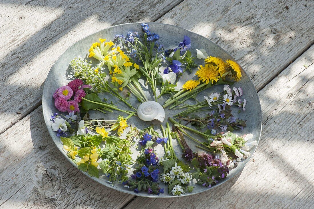 Edible flowers in a clockwise direction