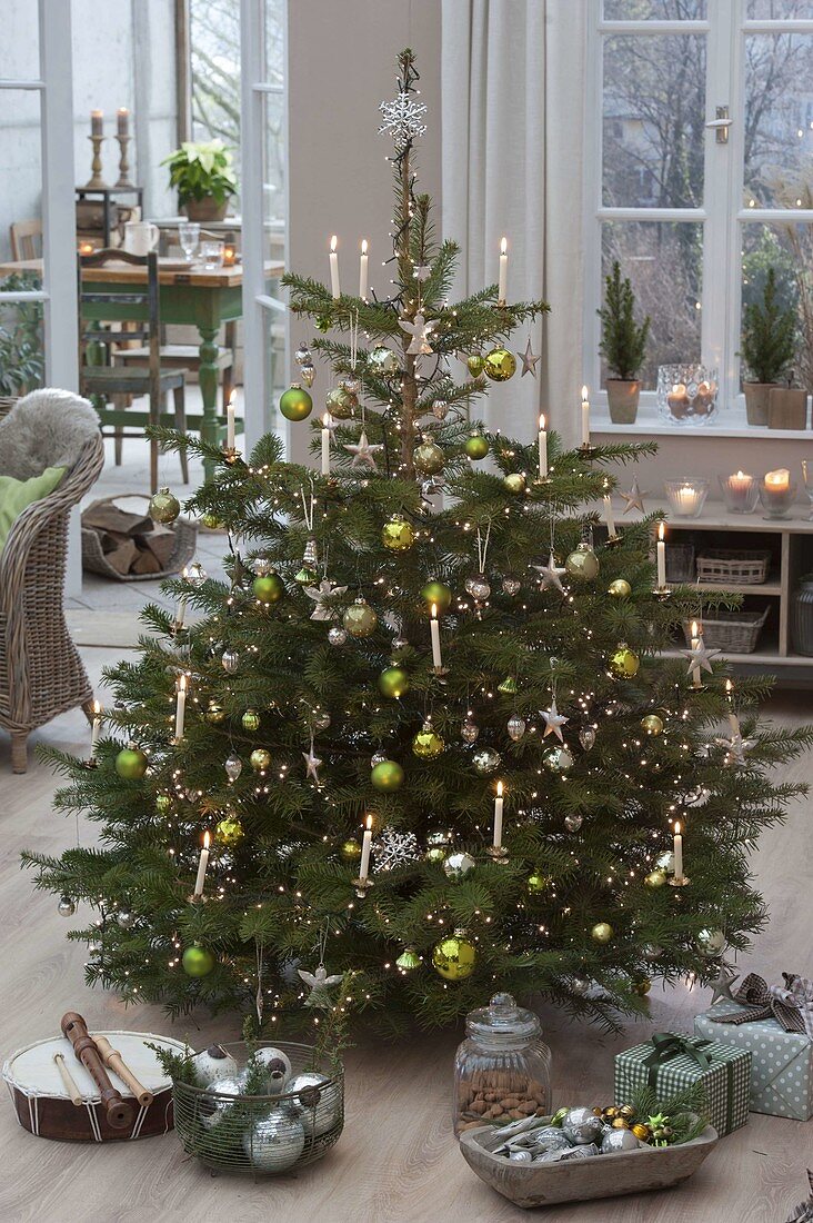 Green-silver Christmas tree