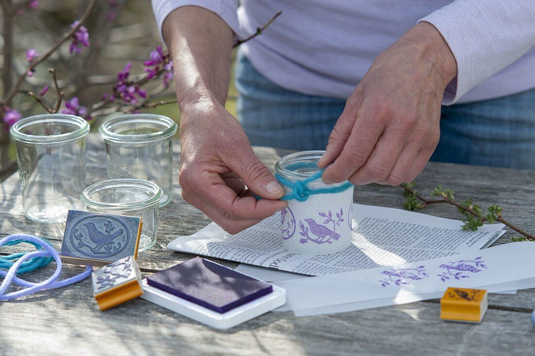 Dress glasses with stamped paper strips