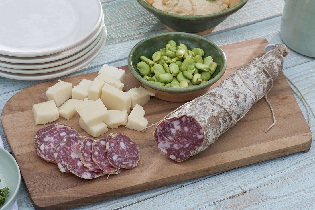 Italian salami and pecorino as a starter