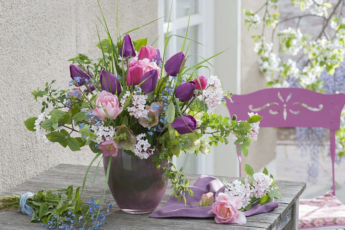 Bouquet of Tulipa, Helleborus orientalis, Brunnera