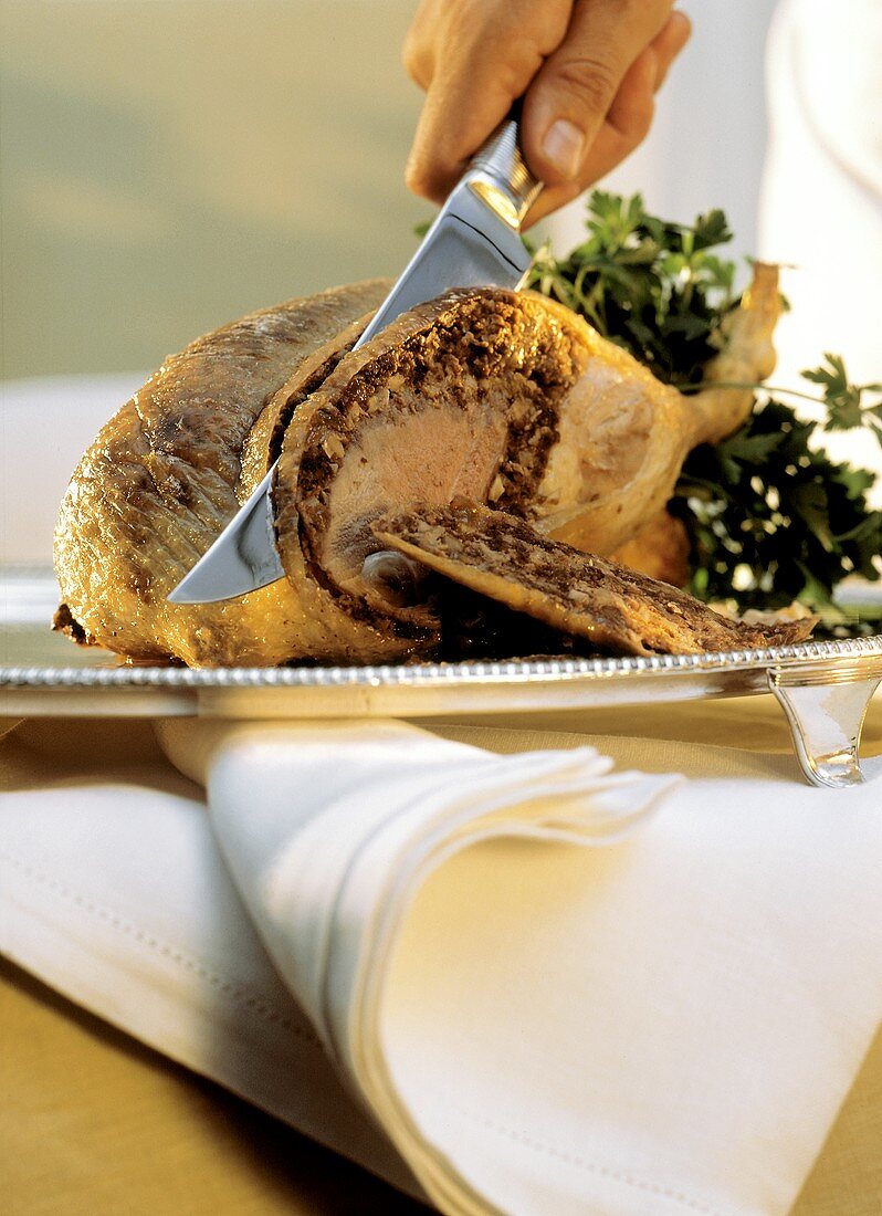 Slicing a Whole Roasted Duck