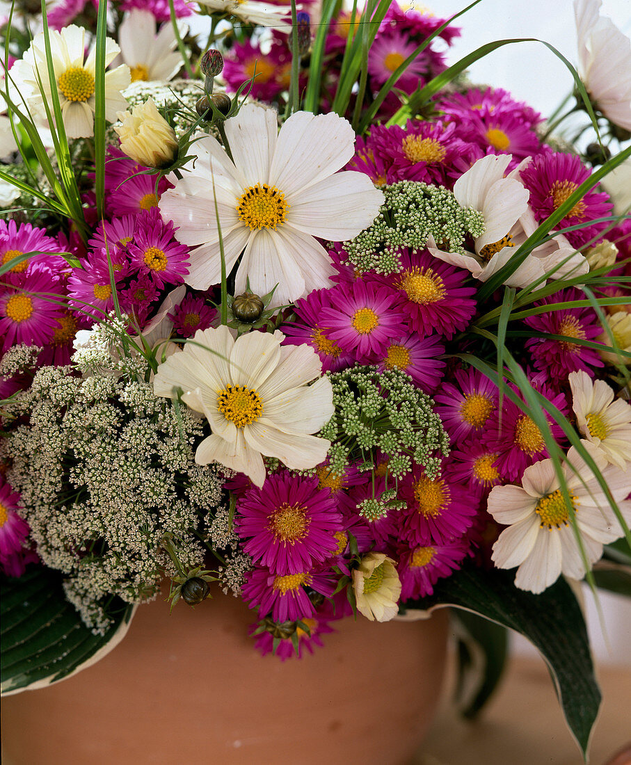 Bouquet with Cosmos (ornamental basket)