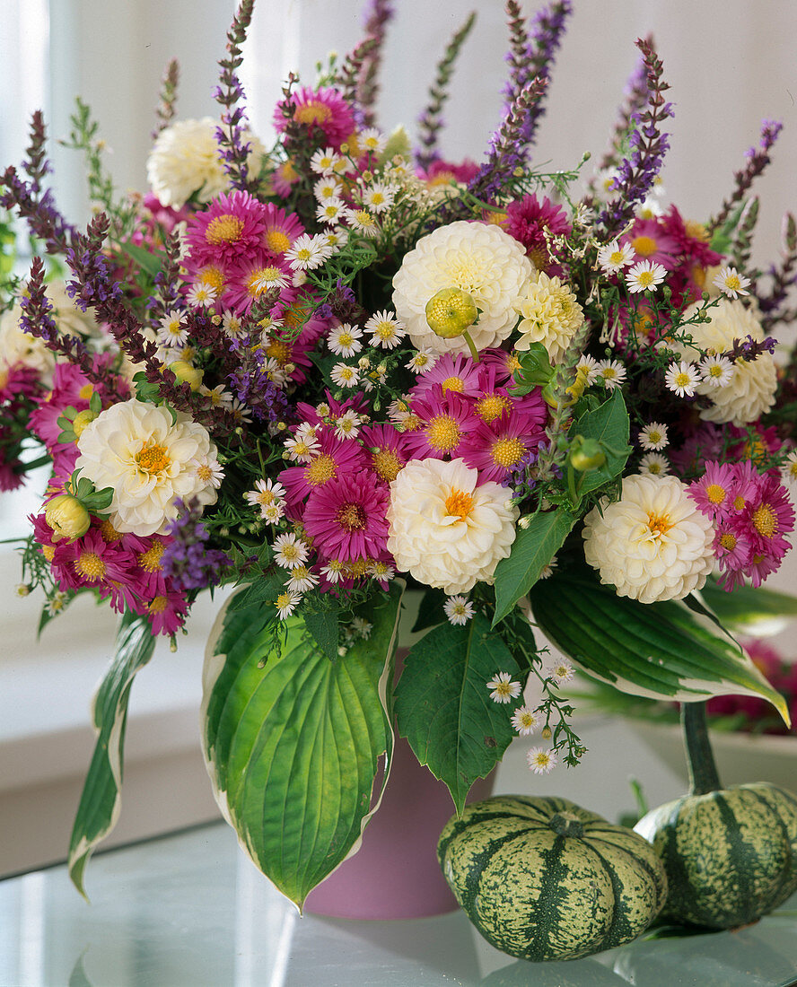 Dahlias, sage, autumn asters