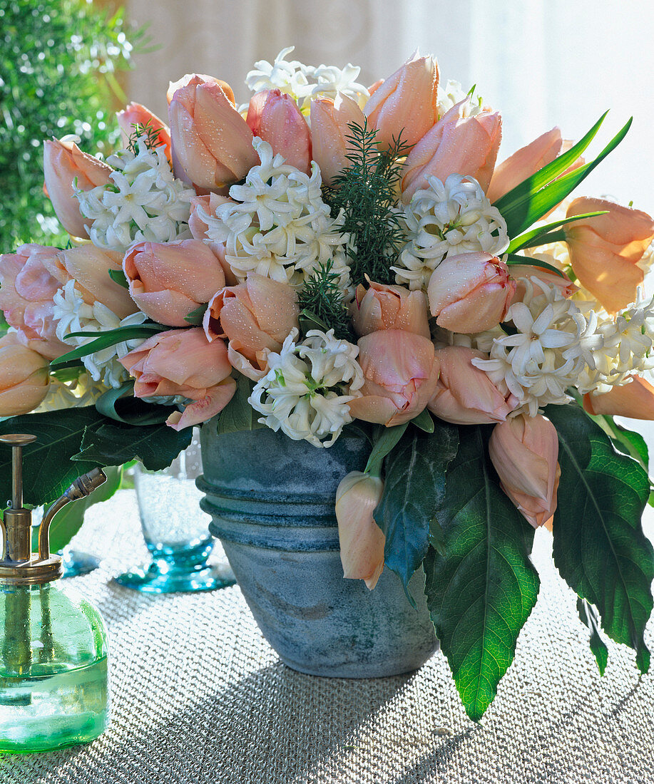 Tulips and hyacinths as a bouquet