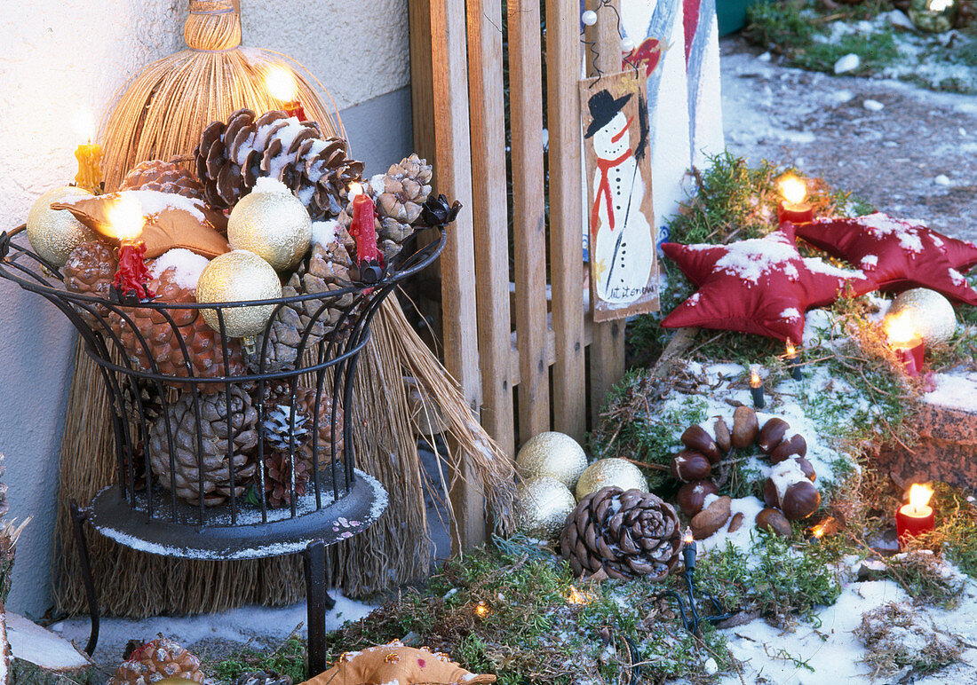 Christmas decoration at the house entrance