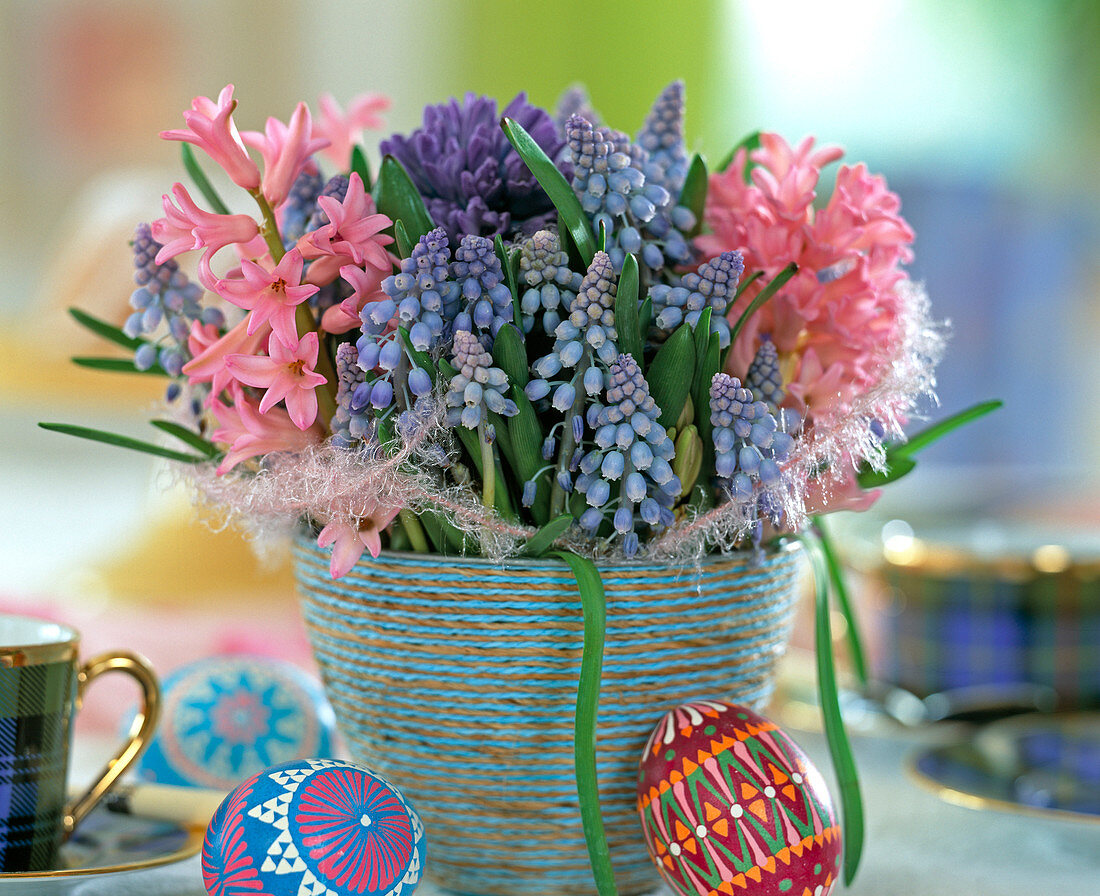 Bouquet of Hyacinthus (hyacinths) and Muscari (grape hyacinths)