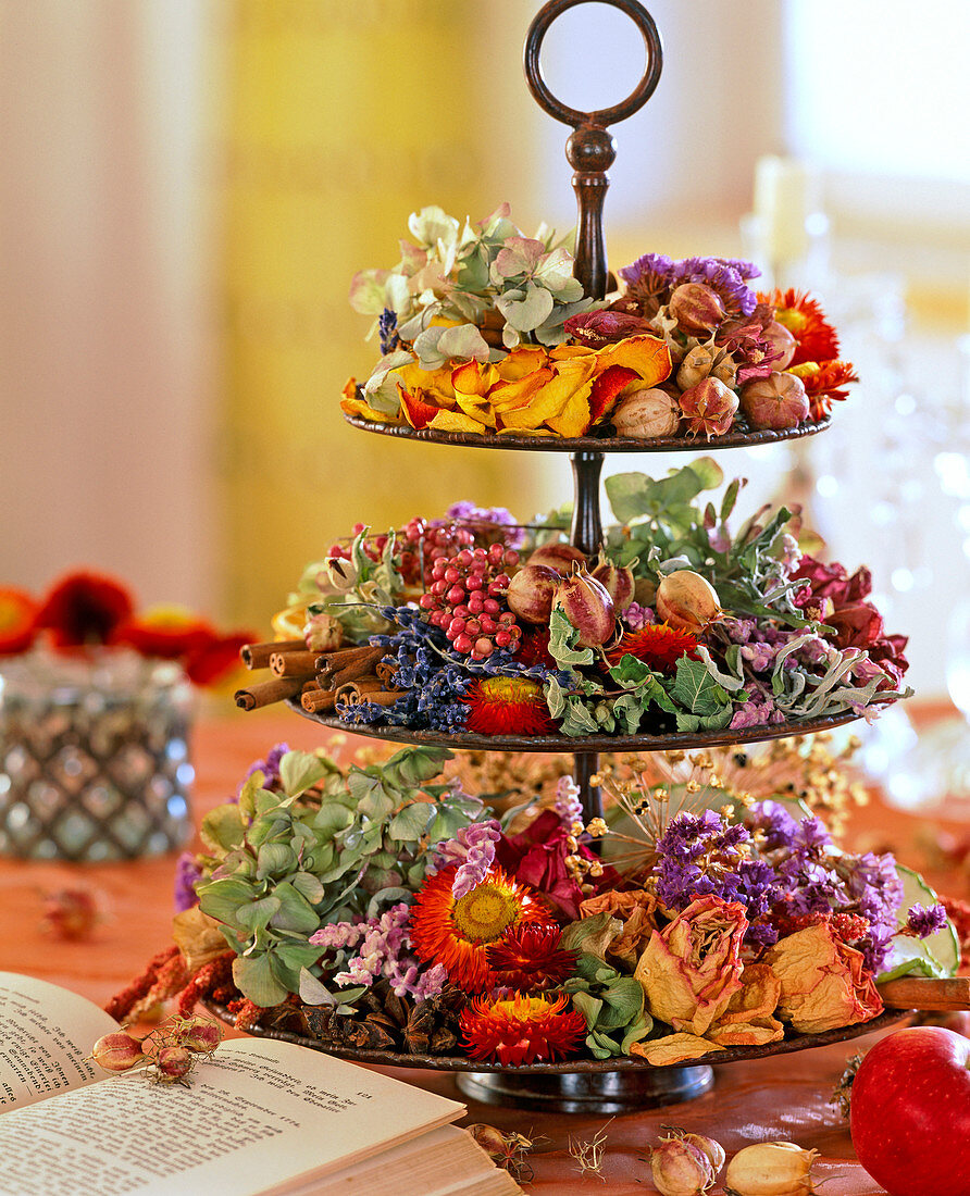 Metal warehouse with dried flowers